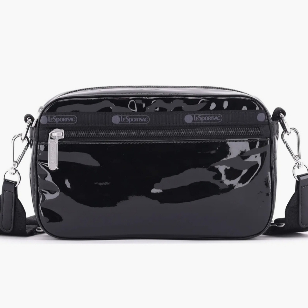 ​NWT LeSportsac Deluxe Mini Duffle Bag Black Opal Patent Crossbody